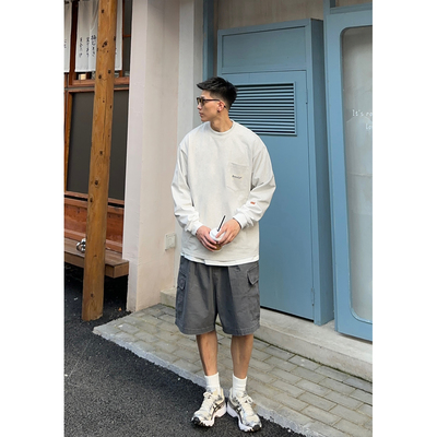 Batterup长袖日系拼接口袋刺绣