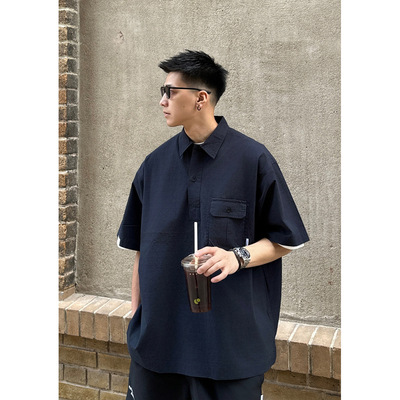 Batterup宽松格纹衬衫短袖