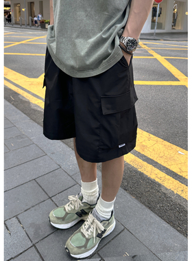 Batterup2024新款日系五分裤宽松口袋速干休闲工装短裤男夏季潮牌