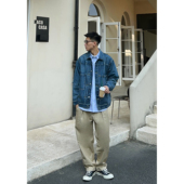 上衣日系复古水洗破坏工装 Batterup秋季 新款 牛仔夹克外套男潮牌