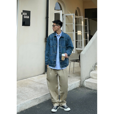 Batterup秋冬翻领宽松水洗牛仔衣