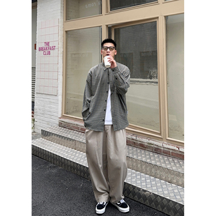 Batterup2025春秋新款上衣日系复古宽松纯棉休闲格子长袖衬衫男潮