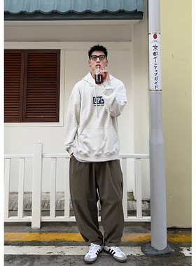 Batterup新款上衣外套日系潮牌宽松绣花纯棉毛圈连帽卫衣男春秋潮