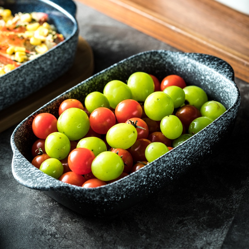 双耳陶瓷烤盘长方形家用焗饭碗