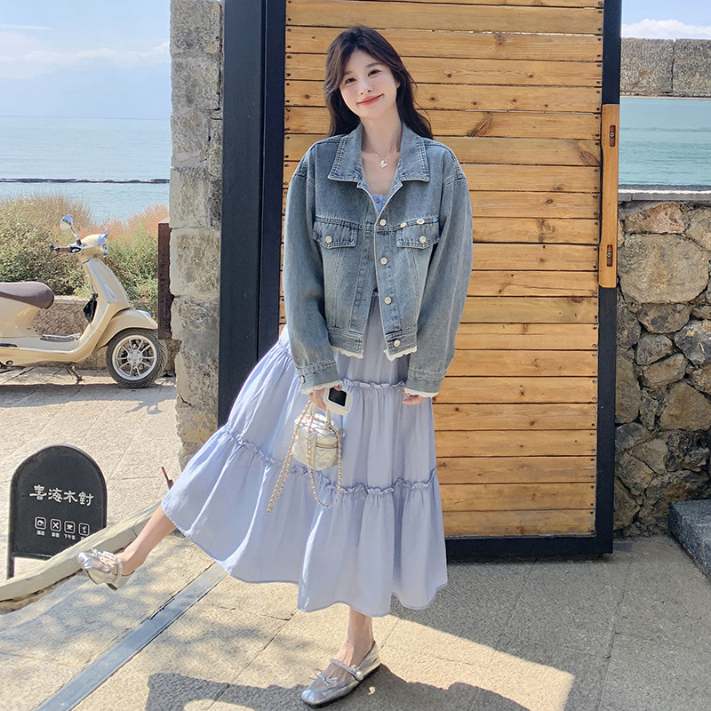 新款连衣裙牛仔外套套装239-2516单裙p135k198外套p145k218,女装短外套,浙宝239
