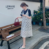 镂空连衣裙女款赫本风碎花中长裙韩版时尚减龄宽松蕾丝显瘦气质，女装连衣裙，浙宝239