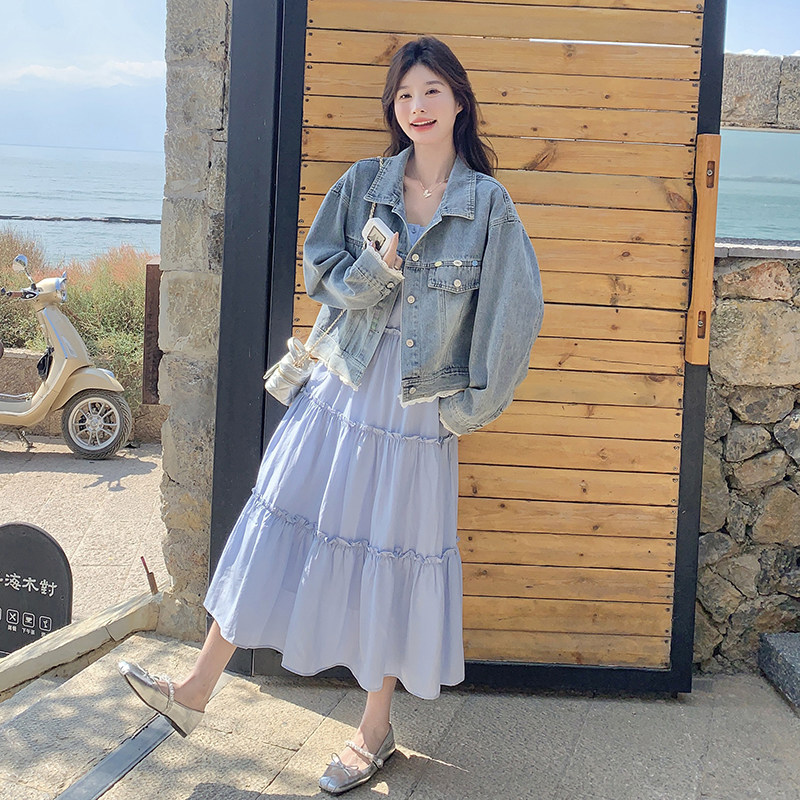 新款连衣裙牛仔外套套装239-2516单裙p135k198外套p145k218,女装短外套,浙宝239