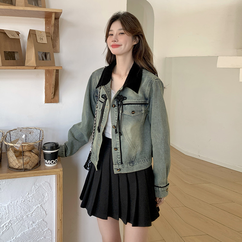 有买家秀！现货！！！新款风盘扣牛仔外套239-8139-p135k188,女装短外套,浙宝239