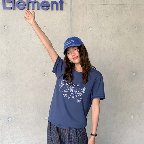 复古洗褪T恤短袖女夏季辣妹