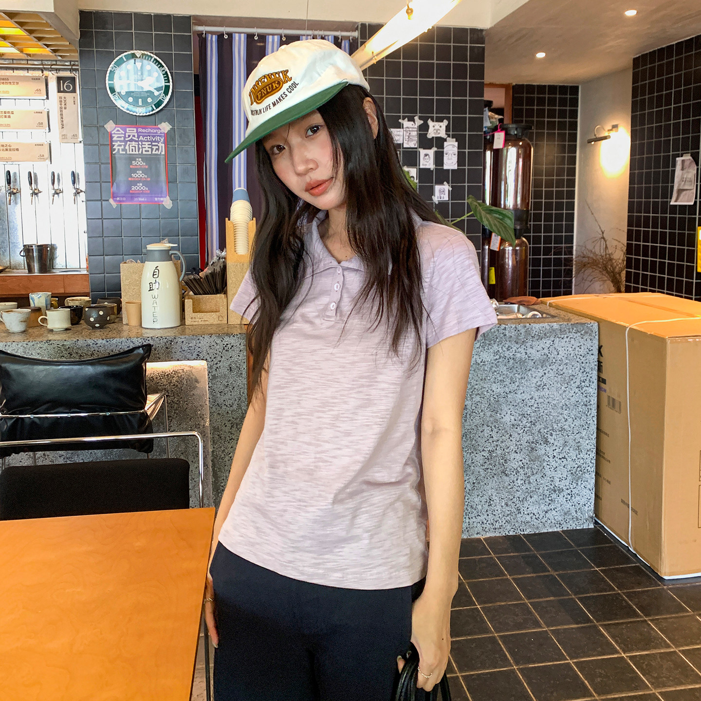 凉感修身正肩polo衫短袖t恤女图片