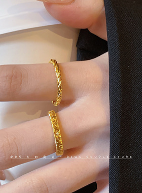 中古风金色拉丝小八芒星戒指