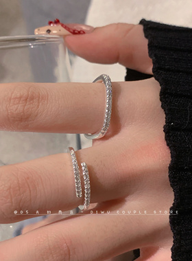 s925银不掉色叠戴锆石方形戒指女