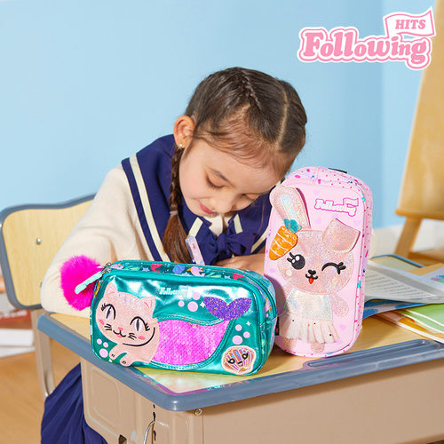 开学季美人鱼猫咪大容量文具盒