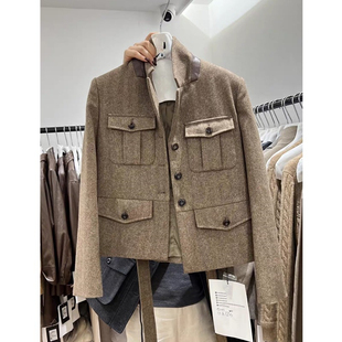 2025秋冬新款韩版羊毛毛呢西装短款外套女小个子休闲高级感复古