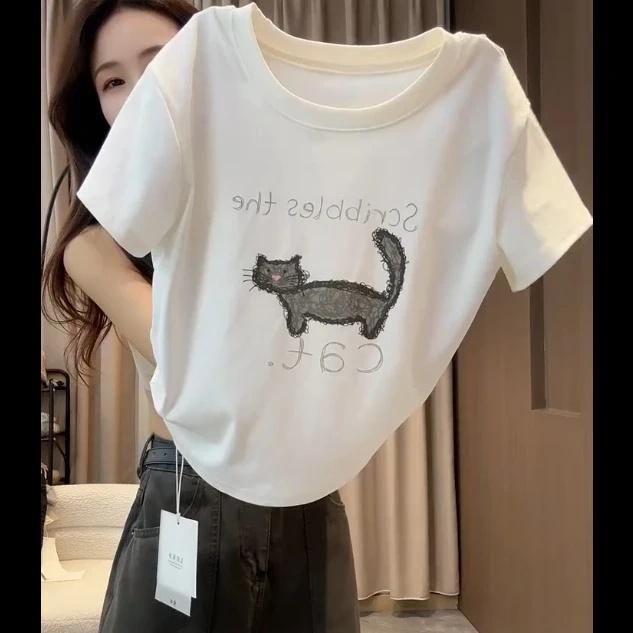 2026夏季印花短袖T恤女宽松显瘦