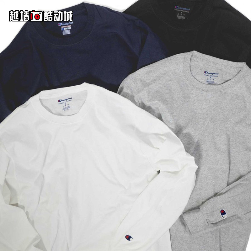 越墙champion冠军长袖t恤袖口标运动简约纯色秋冬季套头衬衫cc8c