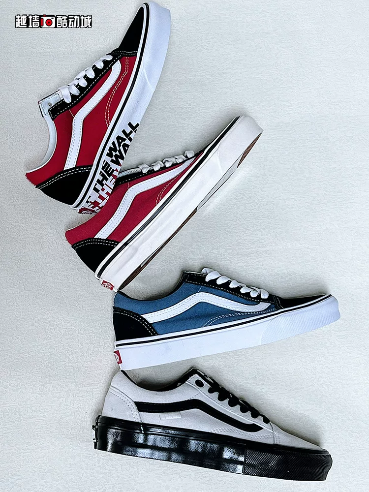 Кроссовки-бордовыe Vans CLASSIC OLD SKOOL Navy Blue Black Red Low Gang мужские и женские тканевые кеды V000D3HNVY