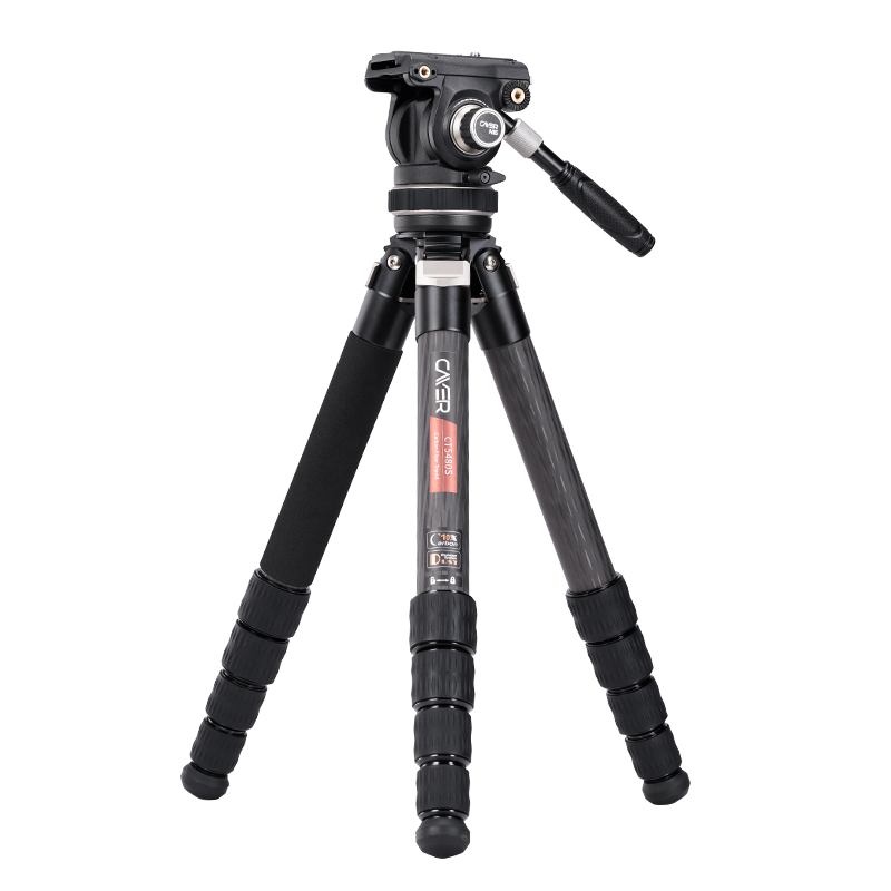 卡宴（Cayer）CT5480S户外打鸟碳纤维摄像三脚架便携式摄像云台高承重摄鸟摄月长焦镜头专用