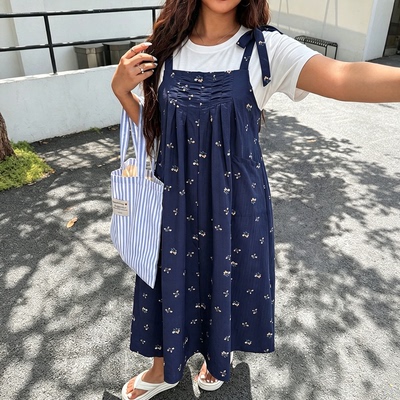 夏季新款女士大码纯色吊带连体裙