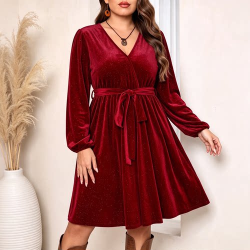 Plus Size Party Dress V Neck Elegant Banquet Dresses 宴会裙