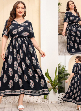 plus size women beach dress summer long dresses 大码连衣裙