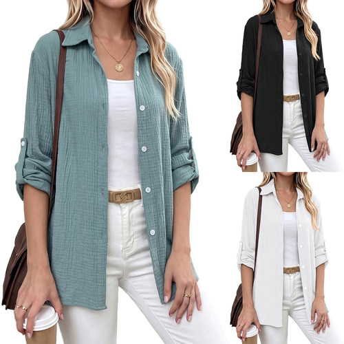 Women Shirt 2026Autumn Winter New Ladies Lapel Button Blouse