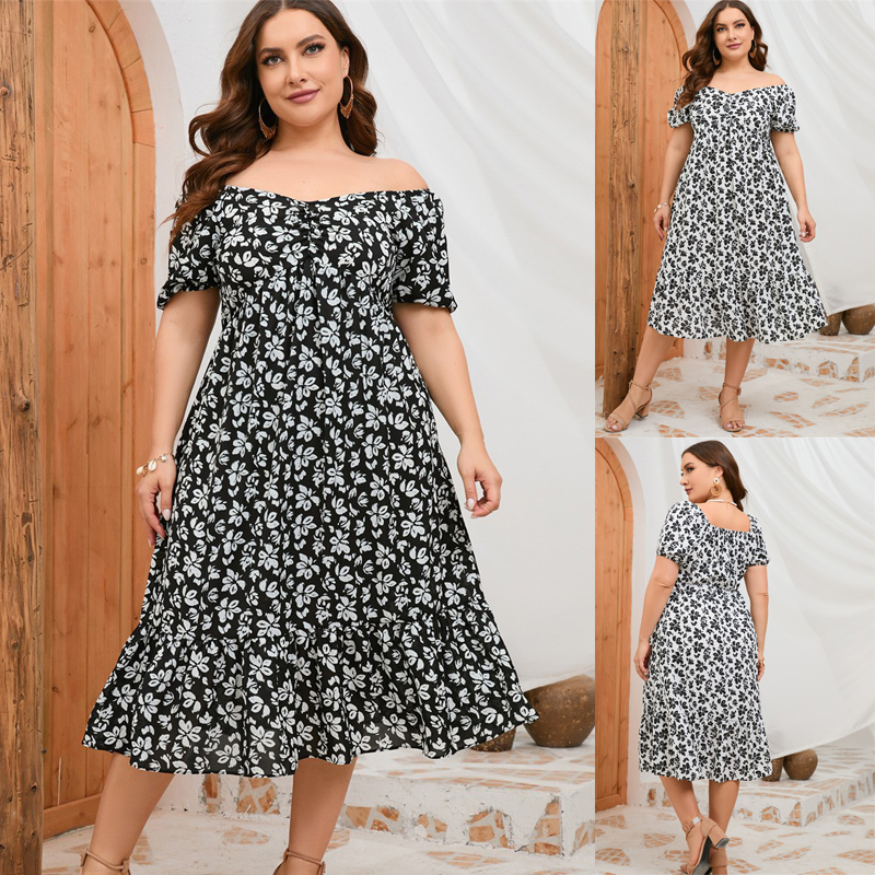 plus size dresses summer floral women dress大码印花连衣裙