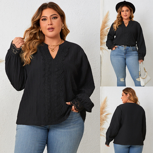 Plus Sweater Women Size Sleeve Loose Casual Long neck Top