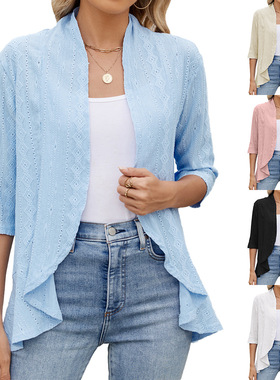 2025 S/S New Style Solid Color Cardigan Jacket Women Tops