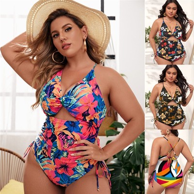 Plus Size One-Piece Bikini Printed Swimsuit 大码女人印花泳衣