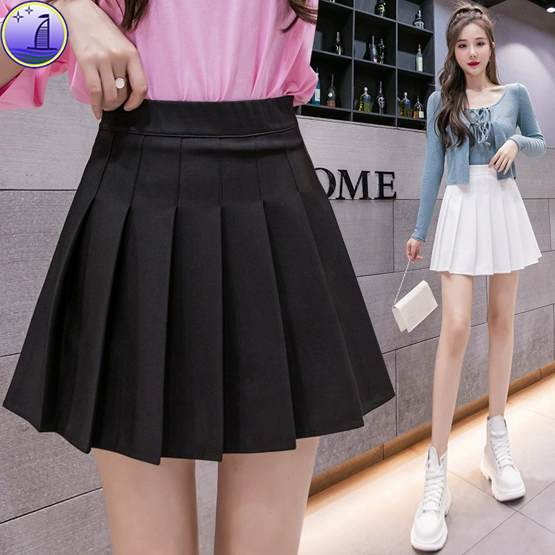 百褶裙中长款松紧腰高腰半身裙