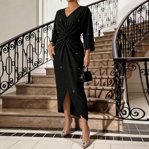 Plus Size Women Bodycon Slim Fit Party Gown Evening Dress