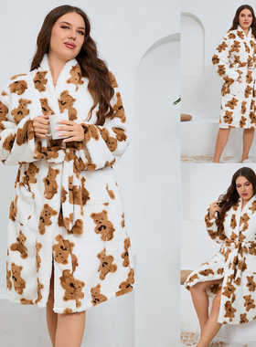 2024 Winter Bathrobes Thick Warm Flannel Robes for Women