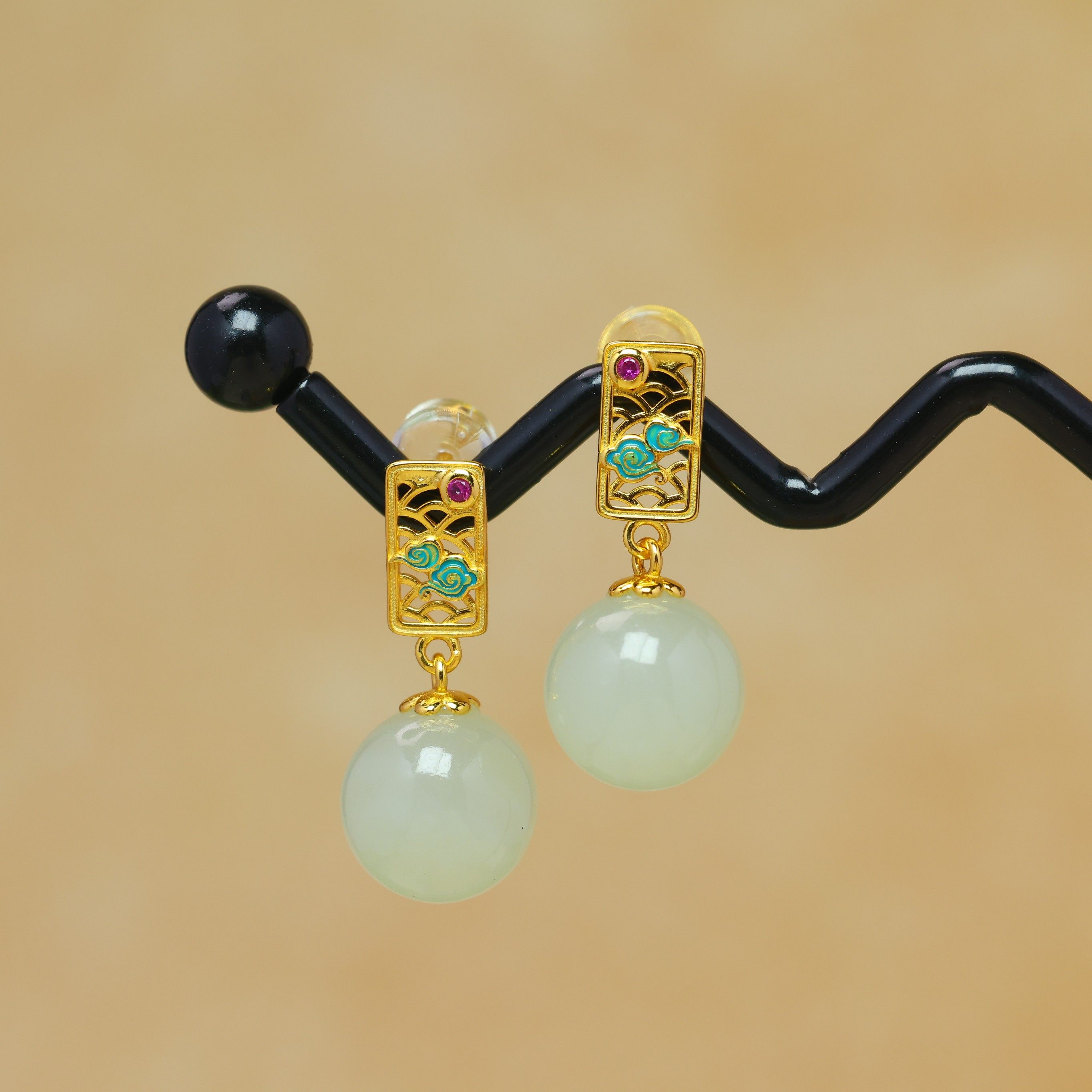 天然和田玉青白玉925银新中式复古珐琅小众玉石耳坠耳饰耳环,珠宝/钻石/翡翠,耳饰,淘宝优惠券,粉丝福利购,淘宝优惠卷