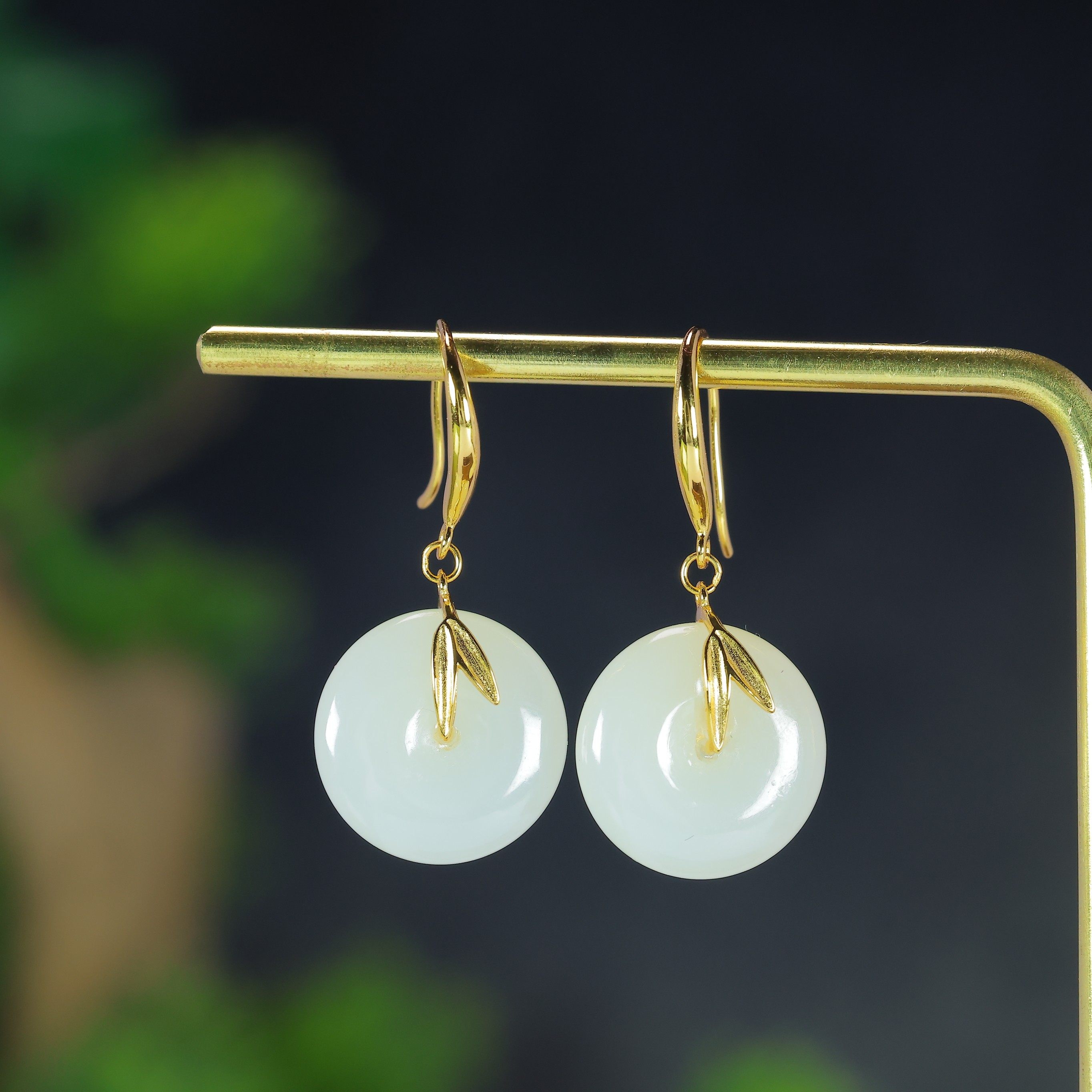 天然和田玉白玉925银平安扣耳环素银简约复古玉石耳坠耳饰,珠宝/钻石/翡翠,耳饰,淘宝优惠券,粉丝福利购,淘宝优惠卷