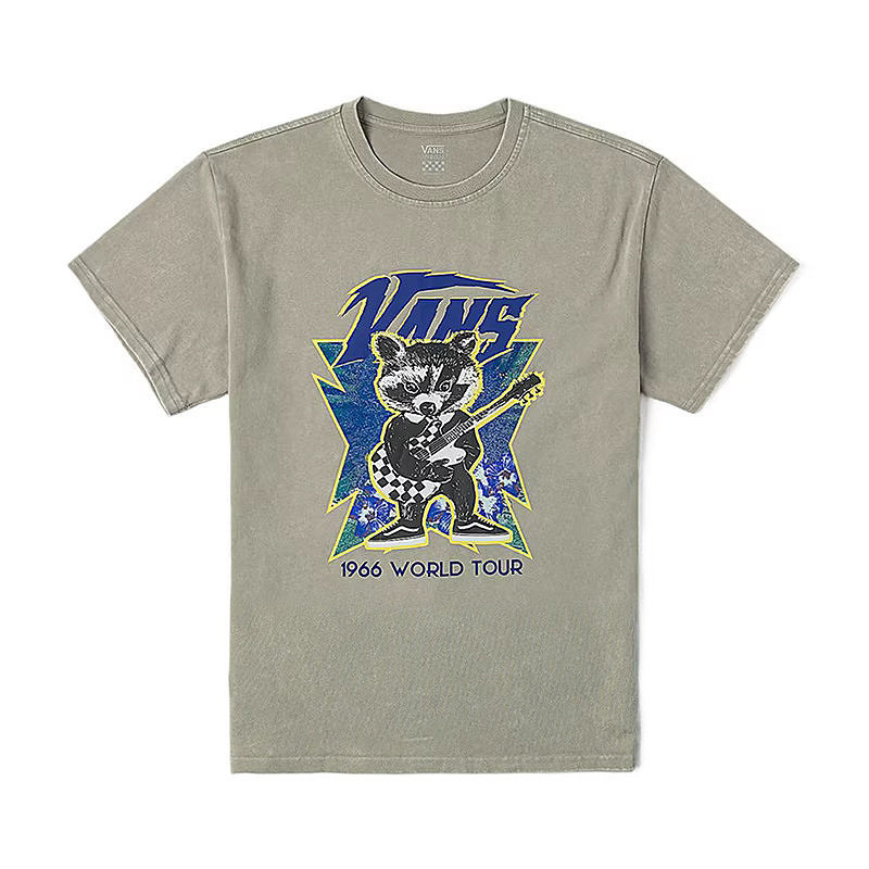 VANS范斯新款女子运动休闲短袖摇滚浣熊印花圆领T恤VN000NMNZUJ