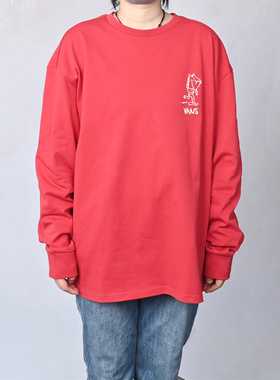 VANS范斯男子运动休闲长袖T恤新年款百搭红色套头衫VN000W5814A