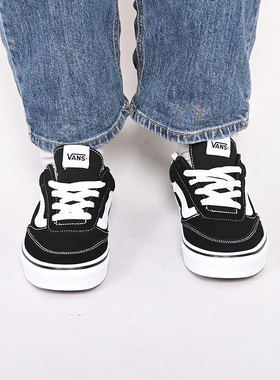 Vans范斯新款 Brooklyn LS黑色简约复古女鞋低帮板鞋VN000D7UBZW