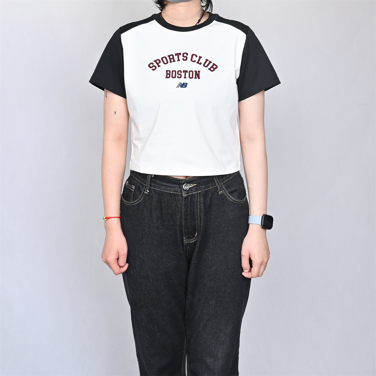 NEW BALANCE NB夏季新款女子圆领短袖运动休闲拼色T恤WT6155N6-BK