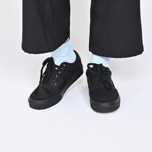 VANS范斯Brooklyn LS情侣款休闲鞋低帮黑色复古板鞋VN000D7QBKA