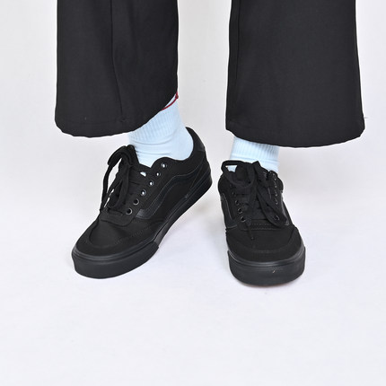 VANS范斯Brooklyn LS情侣款休闲鞋低帮黑色复古板鞋VN000D7QBKA