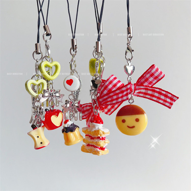 小红书新款水果蛋糕串珠包包挂件可爱卡通CCD相机挂绳 手机链女