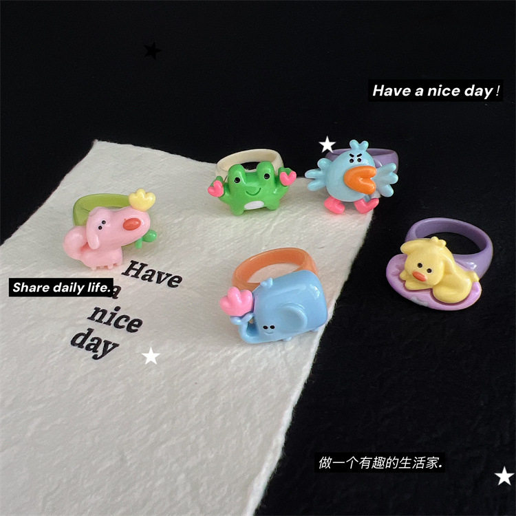 童趣手工卡通小象青蛙可爱小狗彩色戒指个性百搭可爱闺蜜食指戒指,饰品/流行首饰/时尚饰品新,戒指/指环,淘宝优惠券,粉丝福利购,淘宝优惠卷
