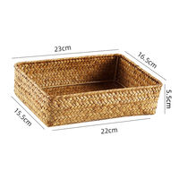 Natural straw woven compartments tableware storage box, desktop tea bag and miscellaneous box, bedroom perfume storage tray, Nordic style thumbnail 8