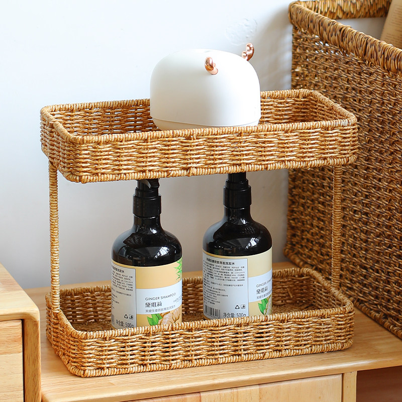 仿藤卫生间洗手洗漱台面置物架浴室轻奢桌面化妆用品收纳盒子,收纳整理,整理架/置物架/收纳架,淘宝优惠券,粉丝福利购,淘宝优惠卷