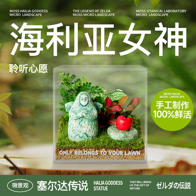 海利亚女神石像摆件桌面办公室内苔藓生态微景观造景创意植物四季