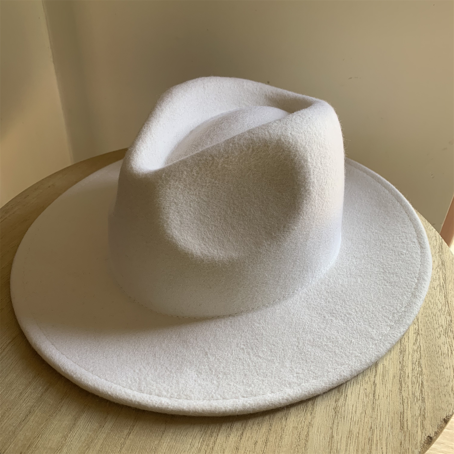 毛呢帽子秋冬白色法式礼帽女英伦风名媛爵士帽复古羊毛春秋大檐帽