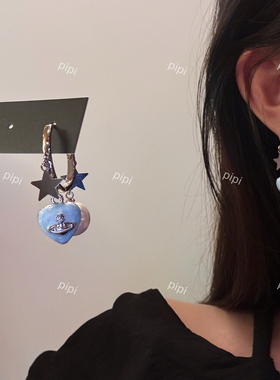 pipi原创设计滴釉爱心土星五角星珍珠耳扣耳环耳饰简约百搭不过敏