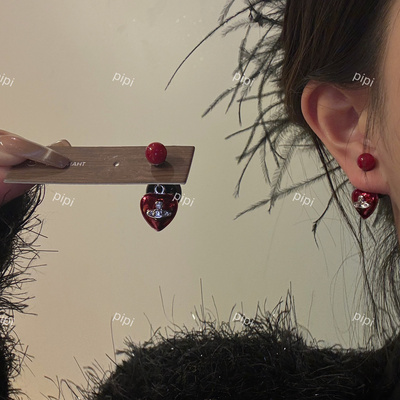 pipi珍珠爱心滴油土星前后两戴可拆耳环女小众设计感耳钉轻奢银针