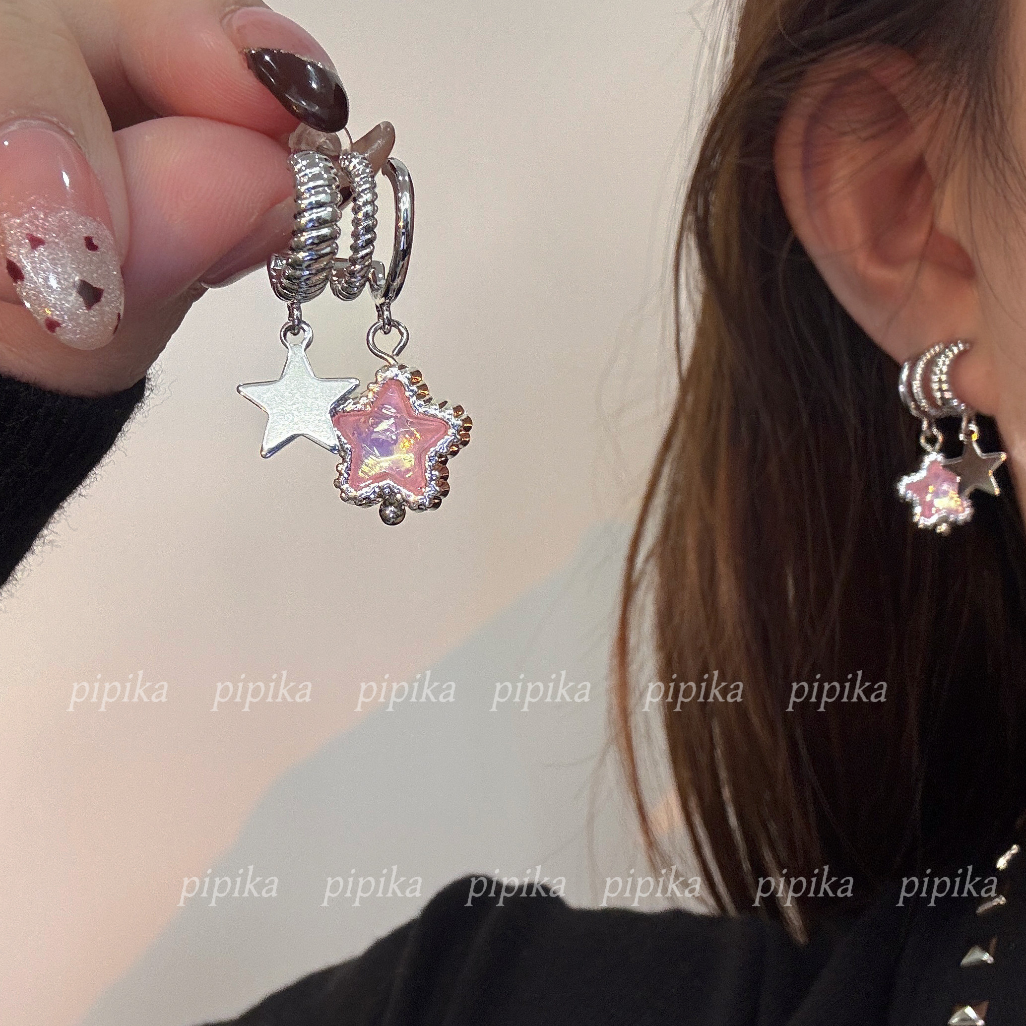 pipi原创小众设计粉色星星耳环耳饰耳钉耳坠甜美百搭高级感银针,饰品/流行首饰/时尚饰品新,耳环,淘宝优惠券,粉丝福利购,淘宝优惠卷